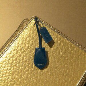 Coach Peyton Hidden Key Ring Hang Tag Lot Teal Saffiano Leather Bag Charm FOB